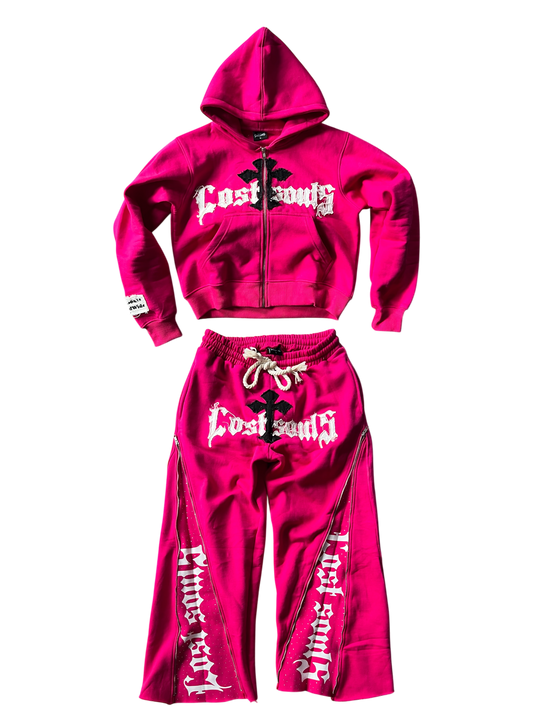 (Cropped) Pink Flared OG Logo Suit
